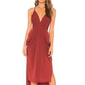 BRAND NEW WITH TAGS BCBGeneration Women's Midi Faux Wrap Dress in color Auburn